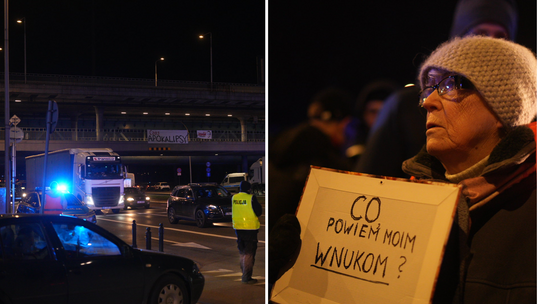 Protest Ostatniego Pokolenia na Wisłostradzie.