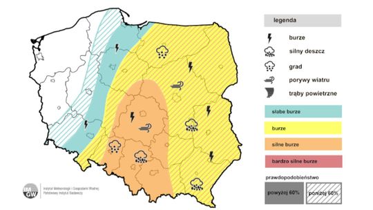 Alert pogodowy dla Warszawy. Silne deszcze i burze, możliwe podtopienia