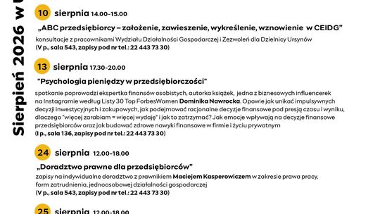 Bezpłatne wsparcie dla przedsiębiorców. Sierpniowe spotkania w „UrsynLabie”