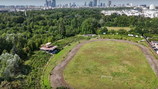 Stadion Gwardii na Mokotowie z lotu ptaka.