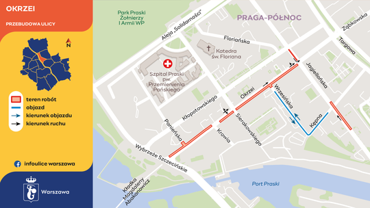 Kolejne utrudnienia na ulicy Okrzei. Zamknięty wjazd, zwężenie i zakazy parkowania.