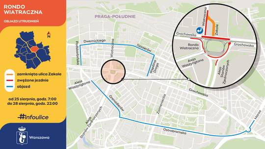 Kolejny etap remontu ronda Wiatraczna. Autobusy kursują objazdami