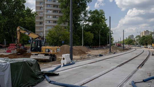 Budowa tramwaju do Wilanowa - zdjęcie poglądowe z czerwca 2024.