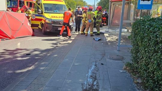 Wypadek na Woronicza w Mokotowie w Warszawie.