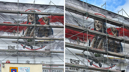 Nowy mural na Ursynowie. Przedstawia Jana Zumbacha, bohatera Bitwy o Anglię