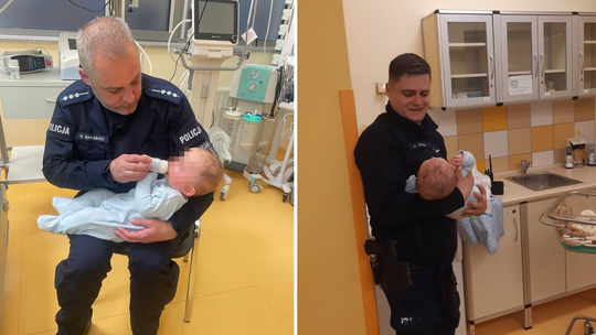 policjanci zajmują się dzieckiem