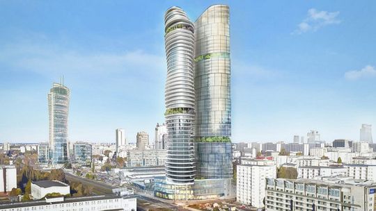 Wizualizacja wieżowców „Dwie wieże Kaczyńskiego” (znane również jako „Srebrna Tower” lub „K-Tower”), które spółka Srebrna planowała wybudować na działce przy ulicy Srebrnej w Warszawie.