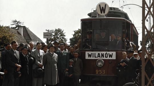 Tramwaj do Wilanowa w 1937 r. z historycznym krojem cyfr.