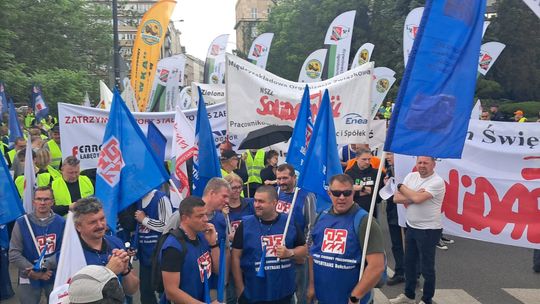 Protest hutników w Warszawie.