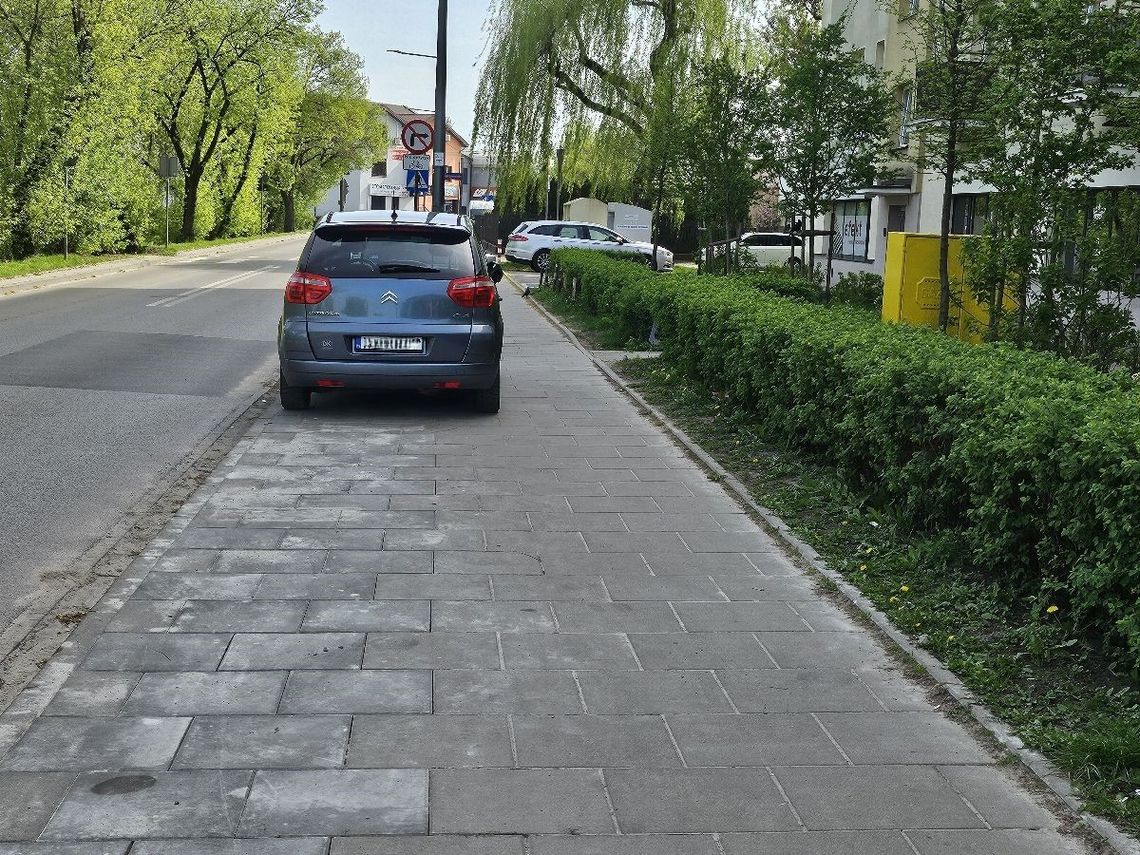 Chodnik przy ulicy Olszynki Grochowskiej, gdzie wyrwano drzewa