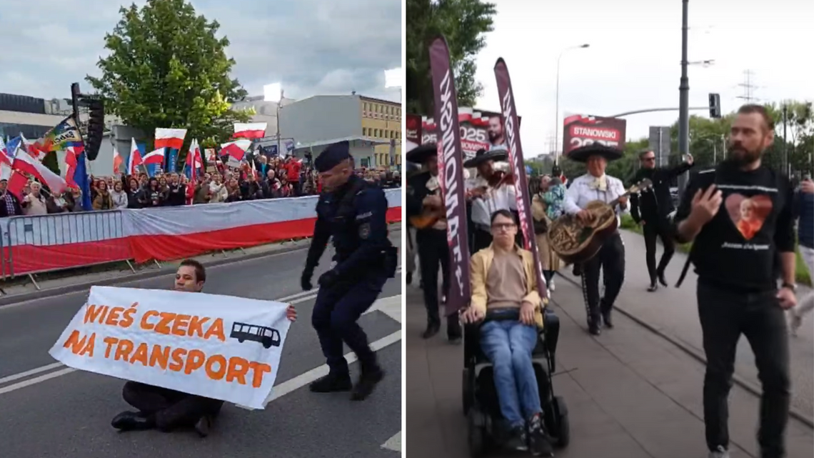 Debata prezydencka w Warszawie. Co działo się przed TVP? Mariachi, Ostatnie Pokolenie i piętrowy autobus