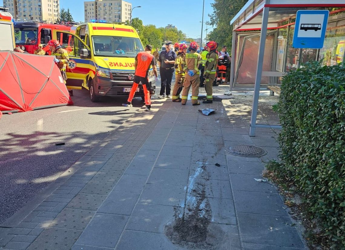 Wypadek na Woronicza w Mokotowie w Warszawie.