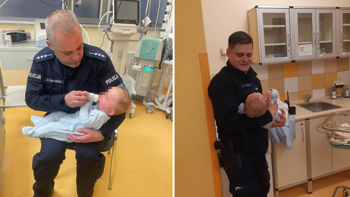 policjanci zajmują się dzieckiem