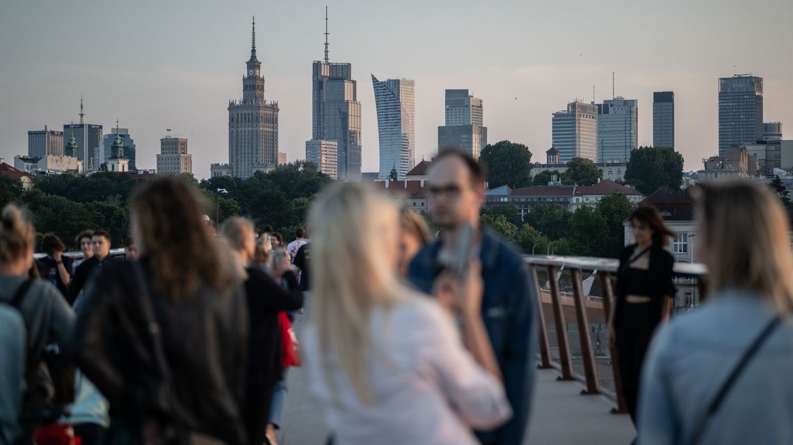 Panorama Warszawy i ludzie