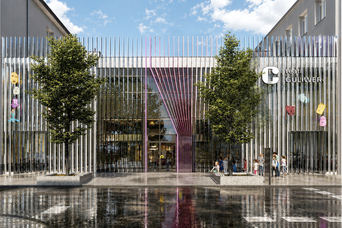 „Teatr Lalek Guliwer” zmieni oblicze. Kolorową fasadę zastąpi architektoniczna kurtyna.