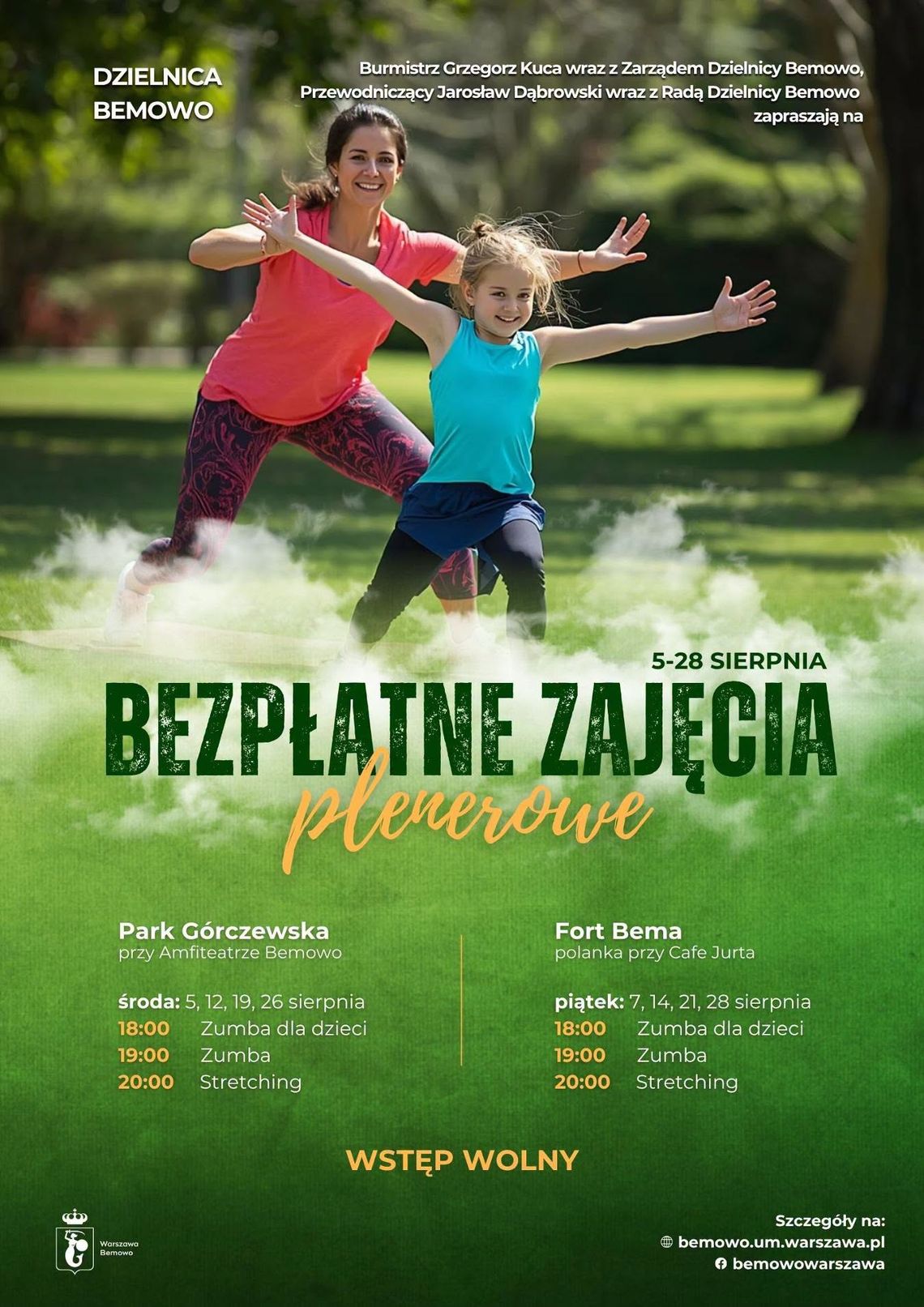 „Zumba i stretching pod chmurką”. Bezpłatne zajęcia na Bemowie. „Zumba i stretching pod chmurką”. Bezpłatne zajęcia na Bemowie.