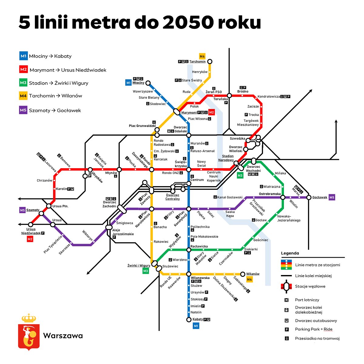 Tak ma wyglądać sieć warszawskiego metra w 2050 roku